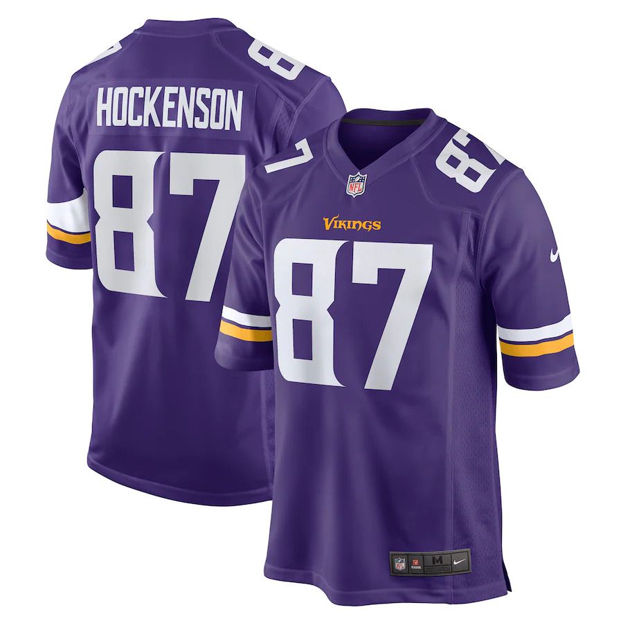 Men Minnesota Vikings #87 T.J. Hockenson Nike Purple Game Player NFL Jersey